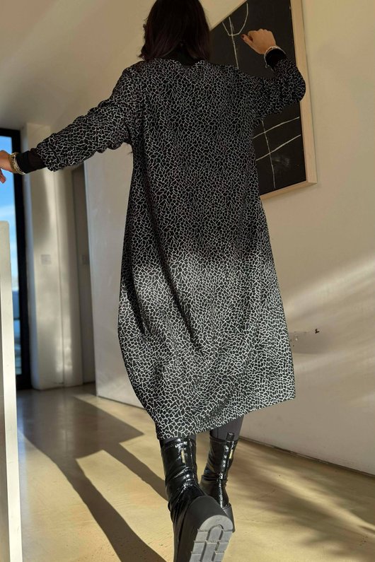 Copenhagen Crackle Cocoon Dress Black